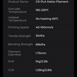 CR-PLA Mate 1.75mm 1Kg Creality - Imagen 9