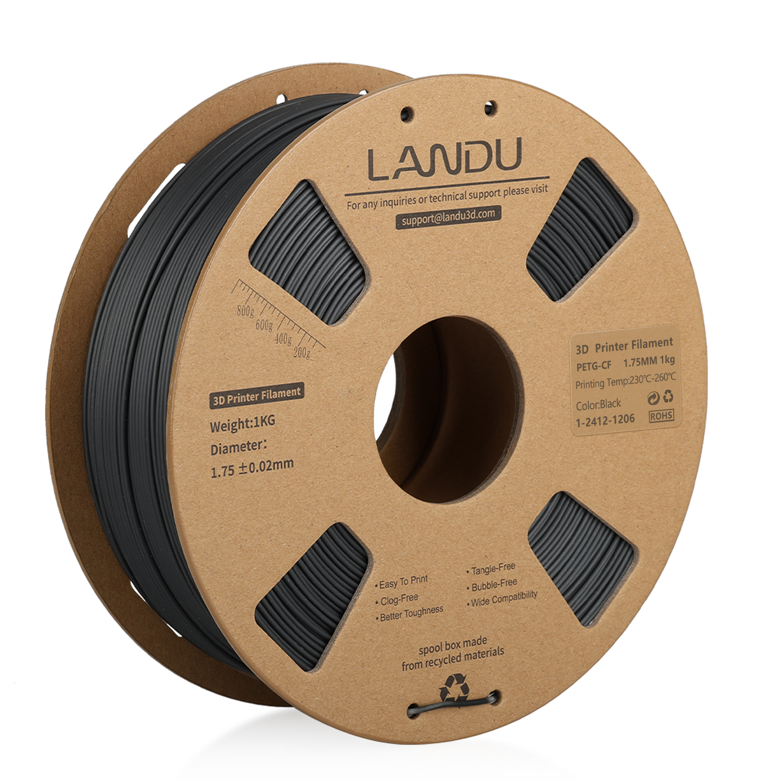 PETG-CF 1.75mm 1Kg Landu Fibra Carbono